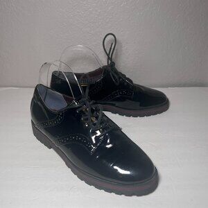 White Mountain Patent Leather Oxford Brogue Dress Shoes Lug Sole Preppy